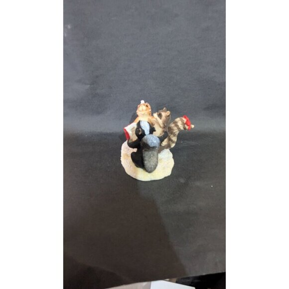 Fitz & Floyd Charming Tails The Christmas Trio Figurine Skunk Chipmunk Racoon - Picture 7 of 9